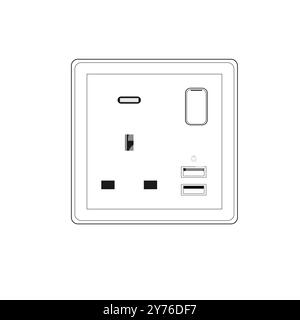 86 Type Dual Usb Socket Electrical Plugs Sockets Wall UK Socket Plate Stock Vector