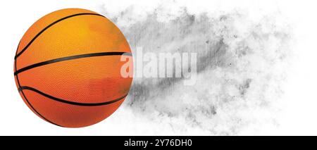 White background with basketball and gray gradient Stock Photo
