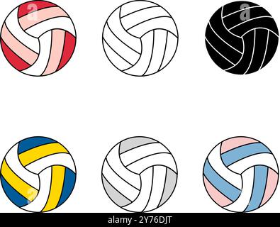 volleyball outline icons set Stock Vector