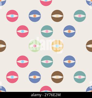 seamless pattern crescent and circle modified shape pastel shades color, illustrations vector Stock Vector