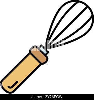 Whisk for mixing and whisking outline filled icon, Vector illustrations Stock Vector
