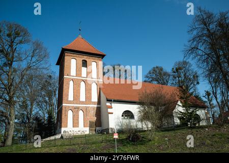 Church in Sorkwity, within Mrągowo County, Warmian-Masurian Voivodeship, in northern Poland Stock Photo