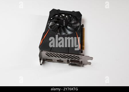 Gothenburg, Sweden - March 04 2023: Gigabyte Nvidia GTX 1050 Yi 4GB graphics crd GPU on white background Stock Photo