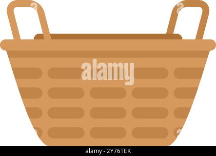 This empty wicker laundry basket with handles is standing up and ready to be used Stock Vector