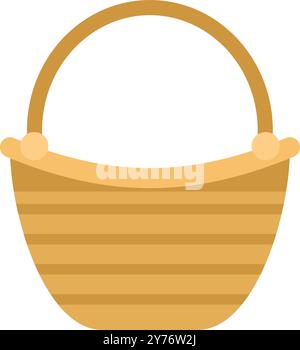 This empty wicker basket is standing up and ready to be filled for a picnic or to carry groceries Stock Vector
