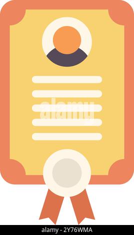 Yellow diploma with a red ribbon is celebrating a graduation ceremony Stock Vector