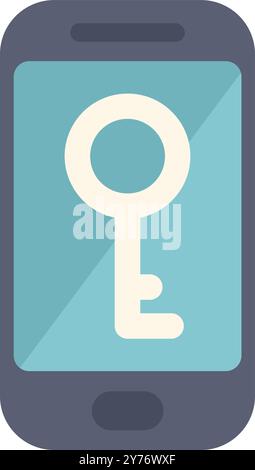 Smartphone is showing a key icon, representing mobile security and access Stock Vector