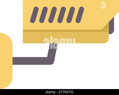 Yellow security camera mounted on a wall, observing the surroundings Stock Vector
