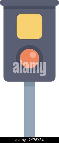 Simple railway traffic light showing red signal, indicating stop for trains, designed in a flat style Stock Vector