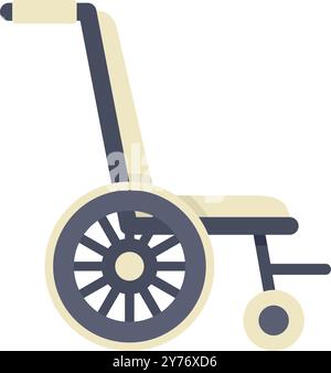 Simple vector illustration of an empty wheelchair in profile view featuring large wheels and footrest Stock Vector