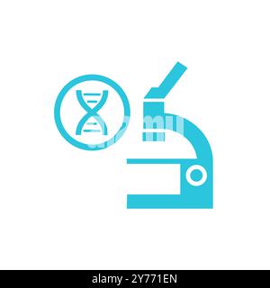 Dna research, science microscope icon. From blue icon set. Stock Vector