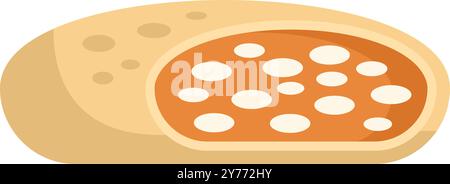 Half moon pie showing filling with cranberries icon in flat style isolated on white background Stock Vector