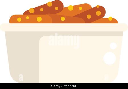 Plastic container full of crispy chicken wings covered in sesame seeds, ideal for showcasing takeout or food delivery services Stock Vector