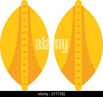 This vector illustration features two yellow safety helmets, essential for ensuring safety on construction sites and protecting workers' heads from potential hazards Stock Vector