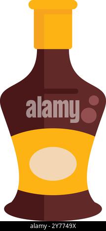 Glass bottle containing delicious chocolate syrup, perfect for adding a touch of sweetness to your favorite desserts Stock Vector