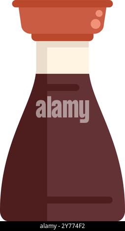 Soy sauce bottle standing on white background, traditional asian seasoning for sushi, rolls, wok Stock Vector