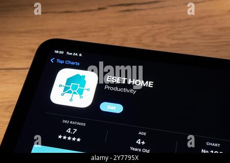 OSTRAVA, CZECHIA - SEPTEMBER 24, 2024: App store with Eset Home security mobile application to be installed Stock Photo