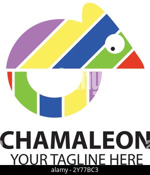 Chameleon line art logo design. Simple modern minimalist animal logo illustration vector. Stock Vector