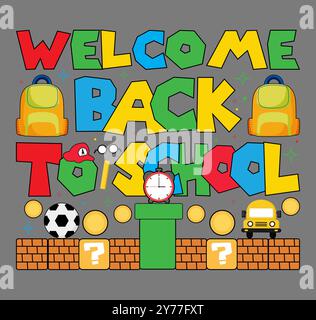 Welcome Back to School typographic vector design Stock Vector Image ...