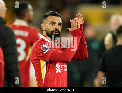 Wolverhampton, UK. 28th Sep, 2024. Mohamed Salah of Liverpool applauds the fans during the Premier League match at Molineux, Wolverhampton. Picture credit should read: Andrew Yates/Sportimage Credit: Sportimage Ltd/Alamy Live News Stock Photo