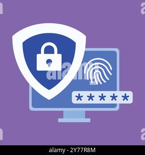 Cyber Security vector illustration. Computer Security protection vector Stock Vector