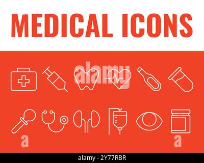 Medical icons set. Medical health icons vector. healthcare icons vector. Stock Vector