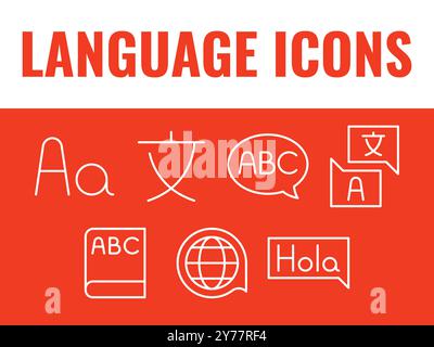 Language icons set. language icons vector. language translation vector. Stock Vector