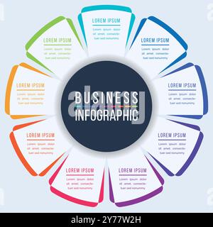 9 Options Infographic design 9 Steps, objects, elements or options business information template Stock Vector