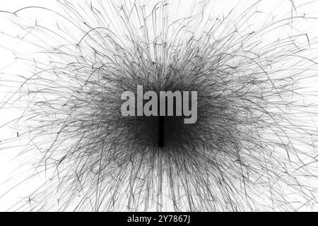 Abstraction black sparks from the explosion, metal particles inversion on white Stock Photo