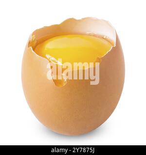 Broken egg isolated on white background. Clipping path included Stock Photo