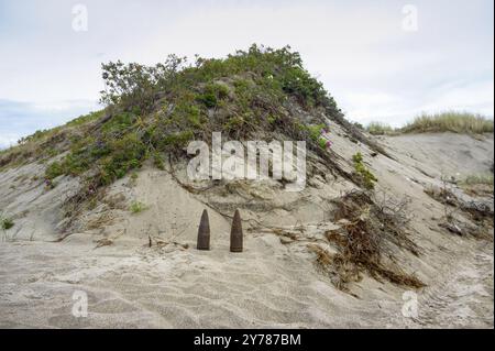 Two shell casings from the war, shell casings from bombs Stock Photo