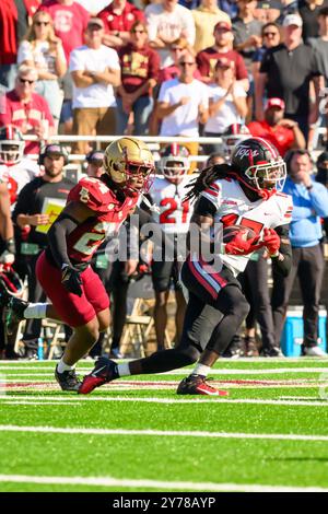 Boston, Massachusetts, USA. 28th Sep, 2024. Zach Edwards runs after catch during NCAA game between Western Kentucky Hilltoppers and Boston College Eagles at Alumni Stadium in Boston MA (Credit Image: © James Patrick Cooper/ZUMA Press Wire) EDITORIAL USAGE ONLY! Not for Commercial USAGE! Stock Photo