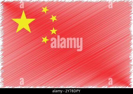 China Independence Day (National Day) October 1. Scribble style China flag vector background. Poster, card, banner. Stock Vector