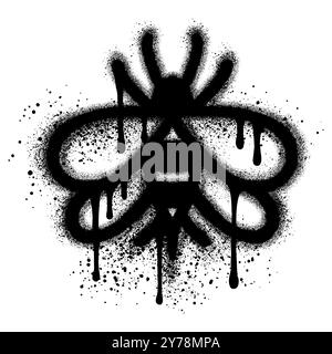 Bee graffiti with black spray paint. vector illustration. Stock Vector