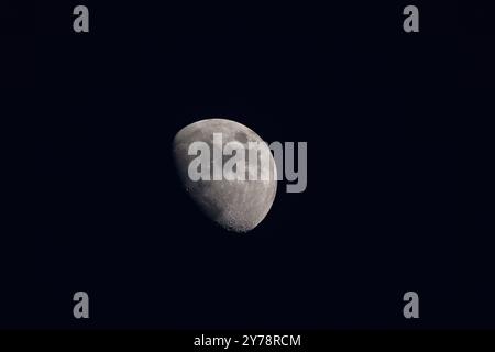 Cratered half moon as seen from Turkey Stock Photo