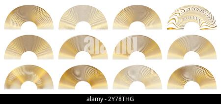 Gold Abstract Line Thin Elegant Arch Shape Sunshine Elements Collection Stock Vector