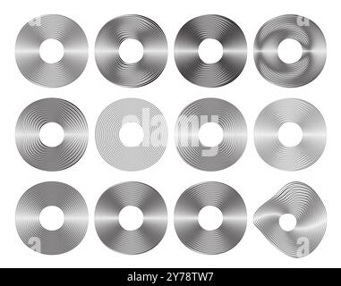 Elegant Stripes Abstract Round Ring Shape Set Stock Vector