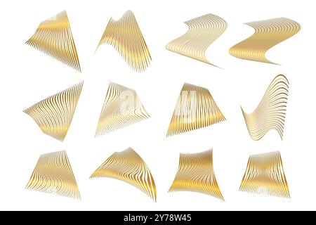 Distorted Square Line Texture Abstract Organic Shapes Collection Stock Vector