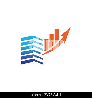 Modern real estate investment logo design Vector. Property investment growing commercial economic real estate logo Vector Stock Vector