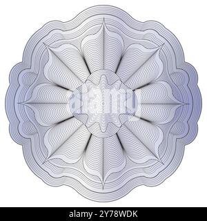 Blue Elegant Traditional Guilloche Certificate Watermark  Flower Badge Stock Vector