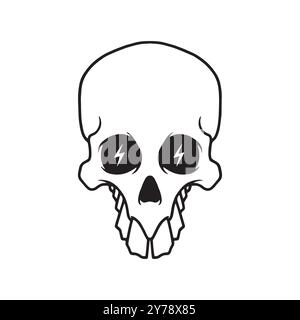 Funny skull head illustration. Cartoon funny skull logo vector. Isolated on white background. Stock Vector
