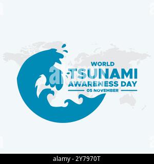 world tsunami awareness day, 05th November, greeting card, world tsunami awareness day vector illustration, editable template. world tsunami awareness Stock Vector