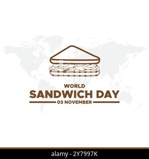 World Sandwich Day, 03 November  Sandwich Day, greeting card, editable template, stock illustration, post design,  World Sandwich Day November 03 Stock Vector