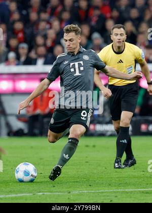 Muenchen, Deutschland. 28th Sep, 2024. Im Bild: Joshua Kimmich (FC Bayern Muenchen, 6), 28.09.2024, Fussball, Bundesliga, FC Bayern Muenchen - Bayer 04 Leverkusen, GER, Muenchen, Allianz Arena, DFL REGULATIONS PROHIBIT ANY USE OF PHOTOGRAPHS AS IMAGE SEQUENCES AND/OR QUASI-VIDEO. Credit: dpa/Alamy Live News Stock Photo