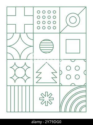 Christmas pattern outline geometric shapes. Stock Vector