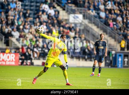 Chester, Pennsylvania, USA. 28th Sep, 2024. Philadelphia Union's ANDRE BLAKE (18) in action against Atlanta United FC during the match at Subaru Park in Chester PA (Credit Image: © Ricky Fitchett/ZUMA Press Wire) EDITORIAL USAGE ONLY! Not for Commercial USAGE! Credit: ZUMA Press, Inc./Alamy Live News Stock Photo