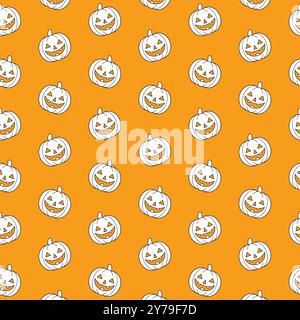 Pumpkin Hallowen Flat Pattern Design Stock Vector
