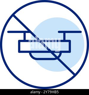Drone use prohibited. No fly zone. Pixel perfect, editable stroke vector icon Stock Vector