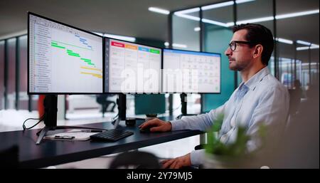 Business Schedule Calendar And Agenda Gantt Report Stock Photo