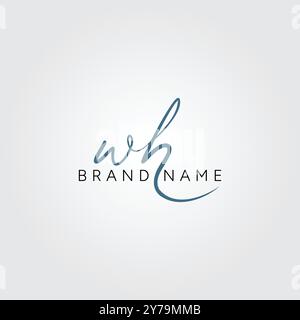 Handwritten Signature logo for Initial Letter WH - Vector Logo Template for Alphabet W and H Stock Vector